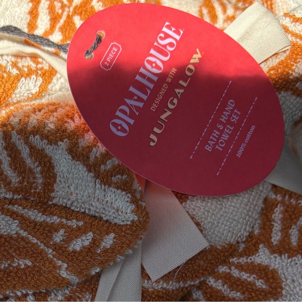 JUNGALOW X OPALHOUSE NWT 2pc paradise bath & hand towel set -rust - Picture 8 of 8
